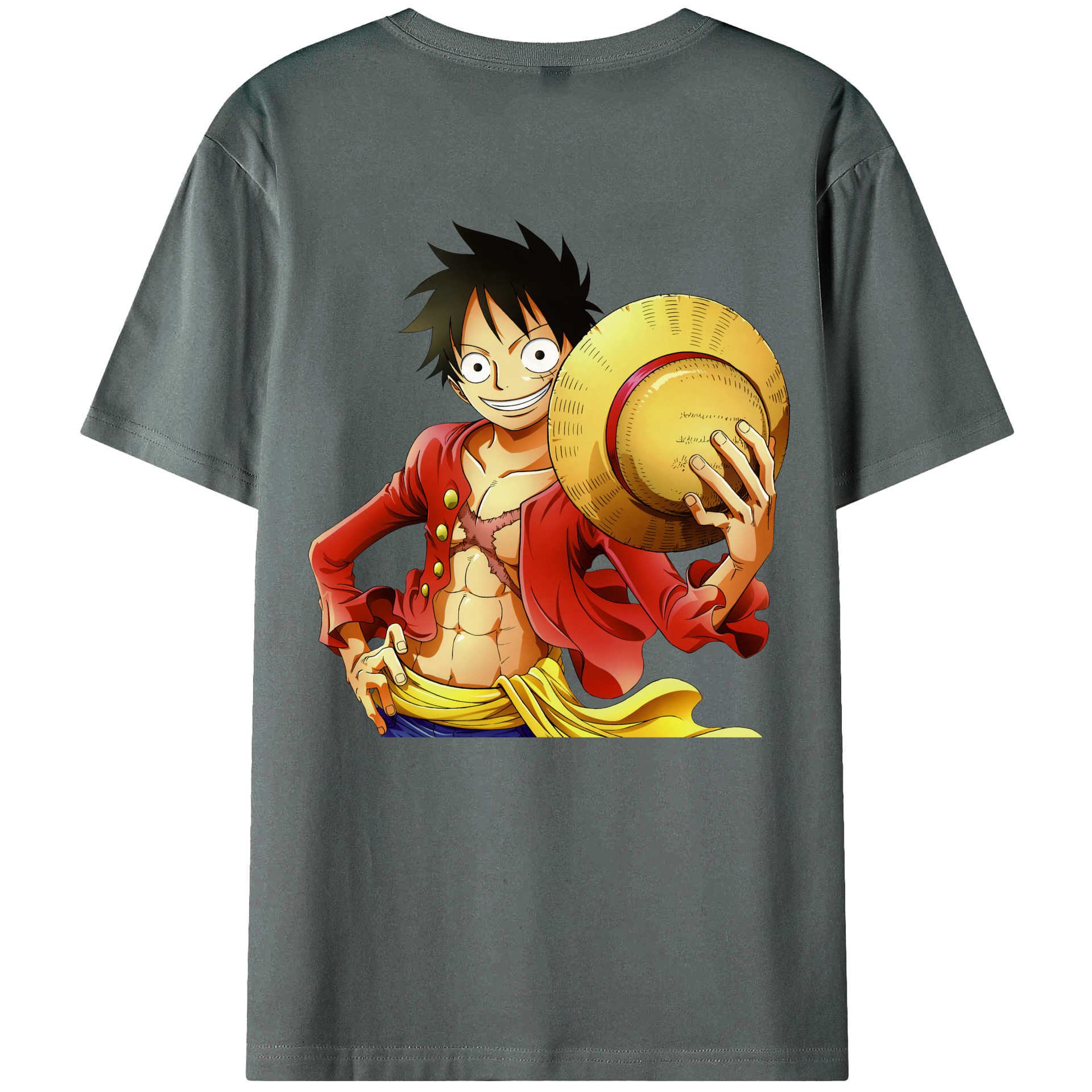 ワンピース モンキー・D・ルフィ ONE PIECE Monkey D. Luffy 綿100％ メンズ半袖Tシャツ（バックプリント） 通気性